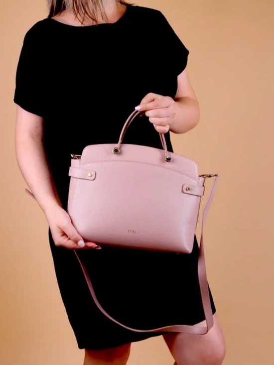 Furla Handbags - Furla Leather Agata Satchel-Rose gold/pinkish bronze color with gold hardware